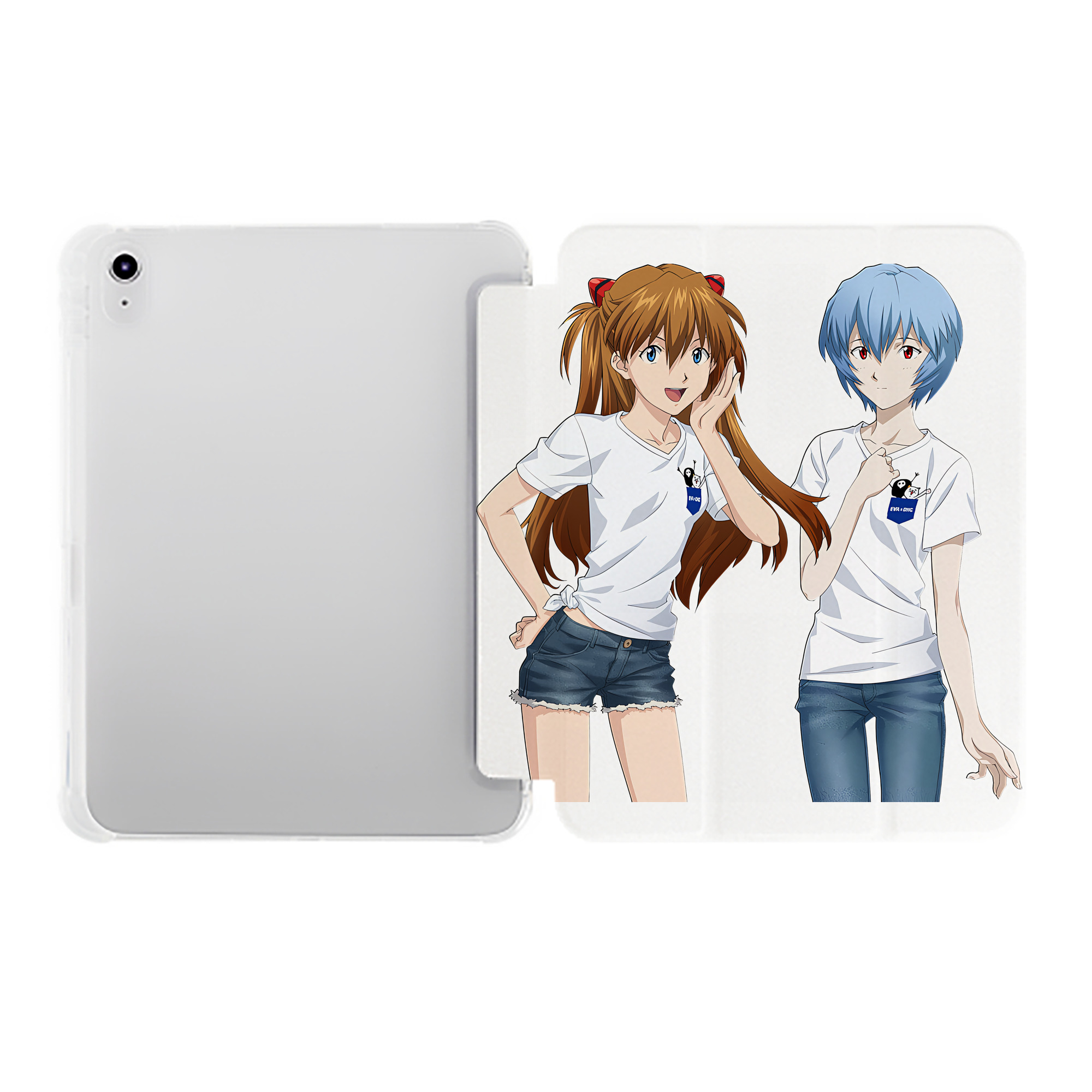 （画像用） EVA 新世紀エヴァンゲリオン IPad ケース ペン収納付き 三つ折りスタンド PUレザー×シリコン 対応機種9.5/10.5/10.9インチ